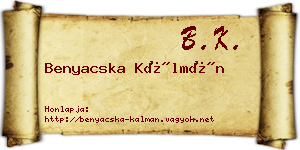 Benyacska Kálmán névjegykártya
